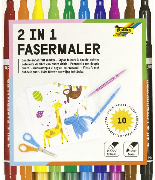 Dubbelstift Vezelstiften 2-in-1, etui met 10 stuks