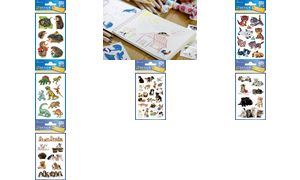 Kinderopplakplaatjes 'Hondenpuppy's', gekleurd